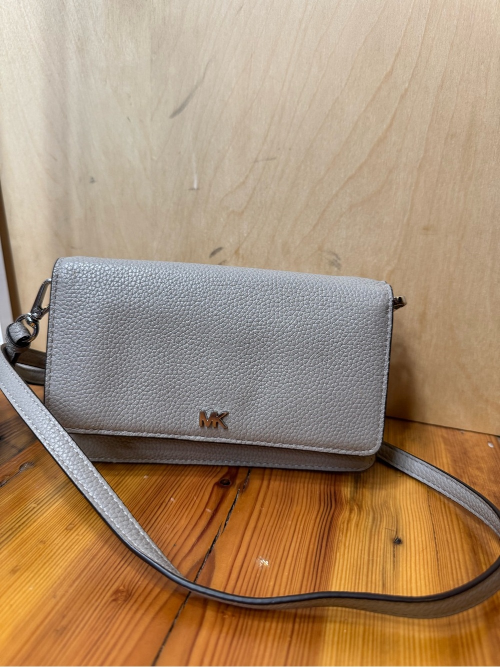 Michael Kors Pebbled Leather Crossbody in Light Taupe